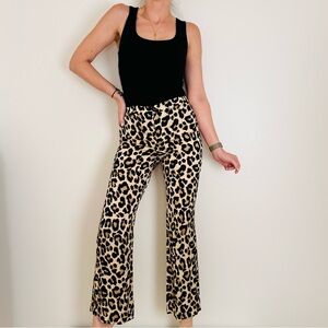 Zara Leopard Wide Leg Pants in Tan & Black
